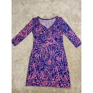 Lilly Pulitzer Dress Women's XS Henley Zebra Jungle 3/4 Sleeve Pullover